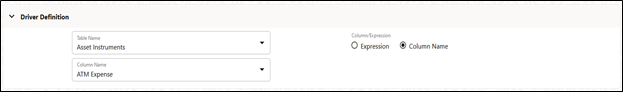 The Driver Definition Pane allows you to choose the Driver Table and the Driver Column to serve as the source of your Driver Data. The Driver Definition Pane allows you to choose the Driver Table and the Driver Column to serve as the source of your Driver Data.