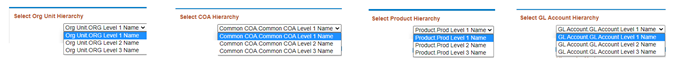 This screenshot displays the four available selections for the aforementioned hierarchies. This screenshot displays the four available selections for the aforementioned hierarchies.