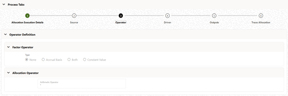 The Operator tab displays the Allocation's Operator specification at the time the rule was run. The Operator tab displays the Allocation's Operator specification at the time the rule was run.