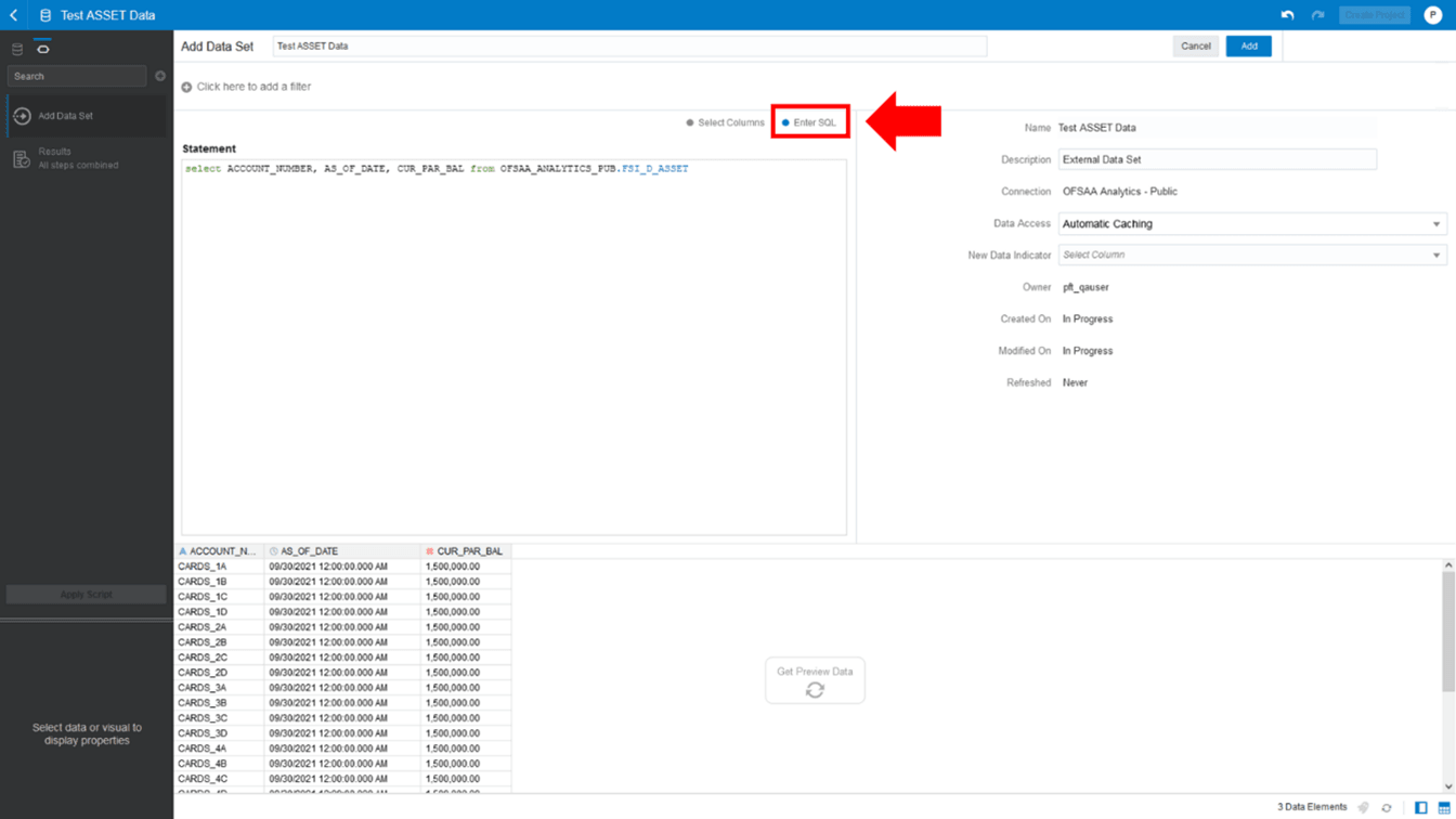 The Data Results based on modified SQL Query displays the SQL Query Browser where you can change the auto-generated Query and retrieve the results based on the modified SQL Query. The Data Results based on modified SQL Query displays the SQL Query Browser where you can change the auto-generated Query and retrieve the results based on the modified SQL Query.