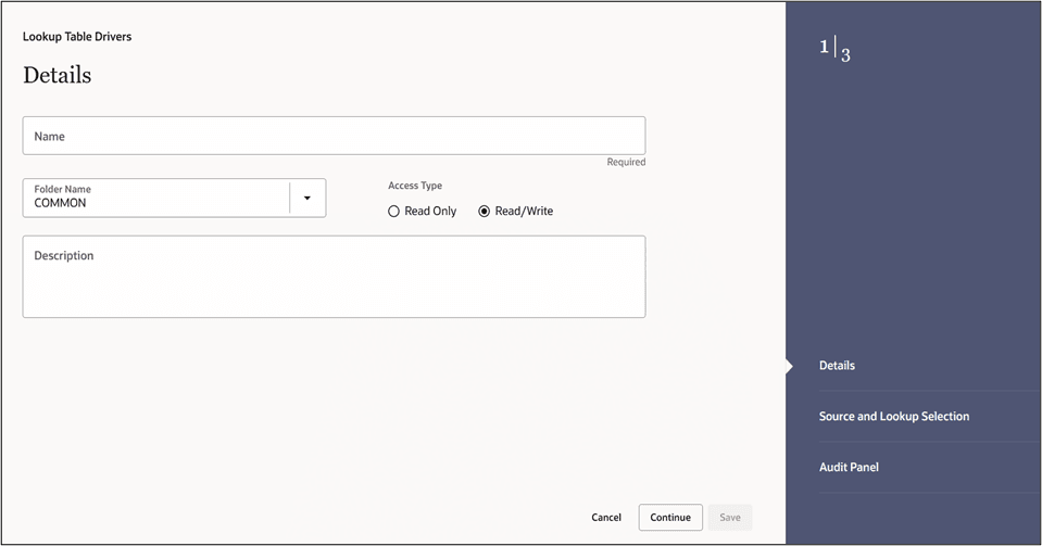 Lookup Table Drivers - Details tab Lookup Table Drivers - Details tab