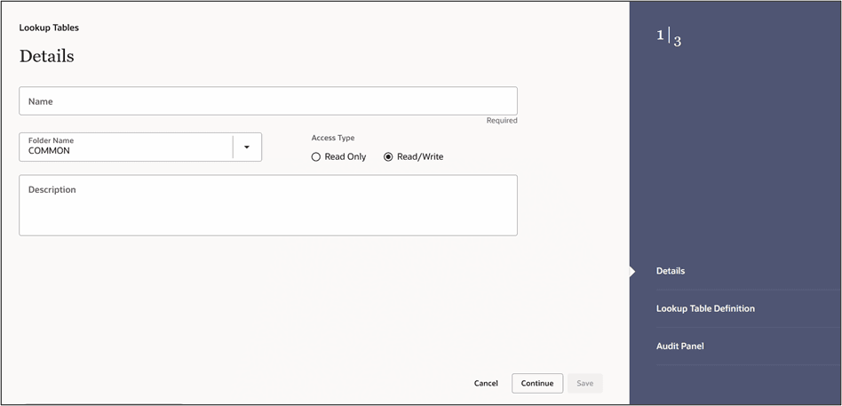 Lookup Tables - Details tab