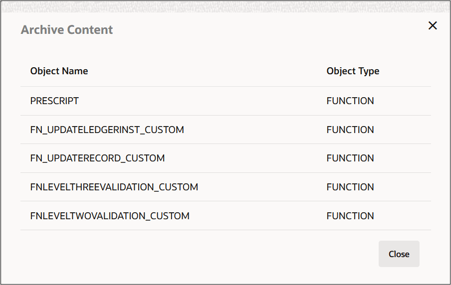 Archive Content window Archive Content window