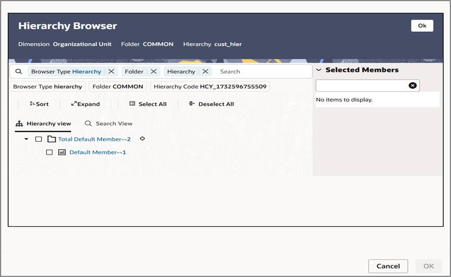 Organizational Unit Hierarchy Browser – Hierarchy View