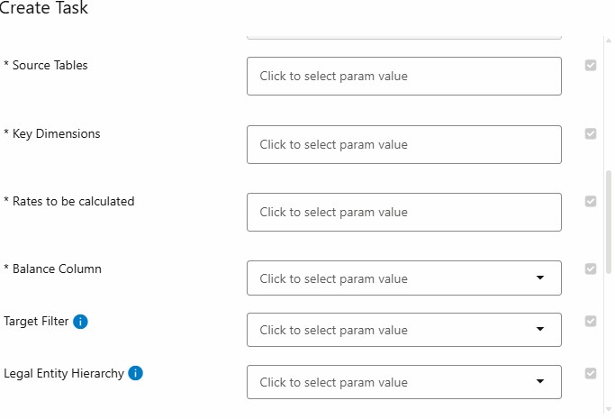 The image shows the configuration panel for Weighted Average FTP Rates for Plug Entries, with fields for selecting source tables, key dimensions, rate types, balance column, filters, and legal entity details. The image shows the configuration panel for Weighted Average FTP Rates for Plug Entries, with fields for selecting source tables, key dimensions, rate types, balance column, filters, and legal entity details.