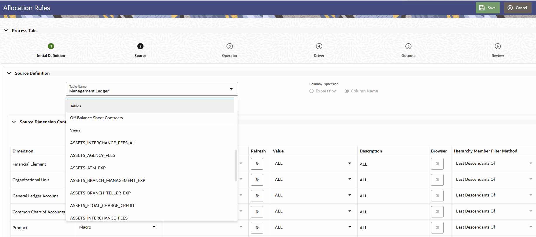 Allocation Rules Support for Database Views