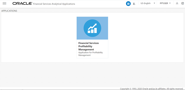 This illustration shows landing page of the OFSAA application.
