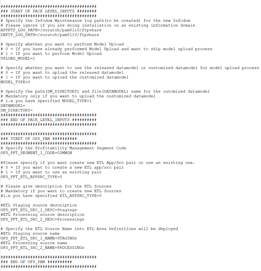 This illustration shows a sample of the Silent.props file.