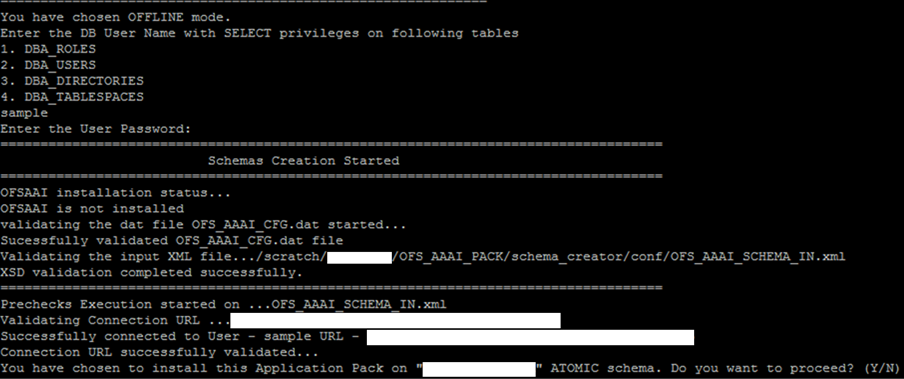 This illustration shows the Schema creation in the Offline mode with the script generation.