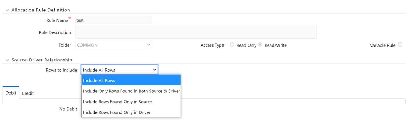This pane appears in the Outputs tab only when the Allocation Type is set as Leaf Allocation in the Initial Definition tab.
