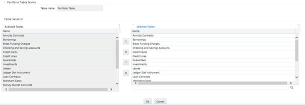 This screen allows you to select a table and then select the Available Tables and move them to Selected Tables list.