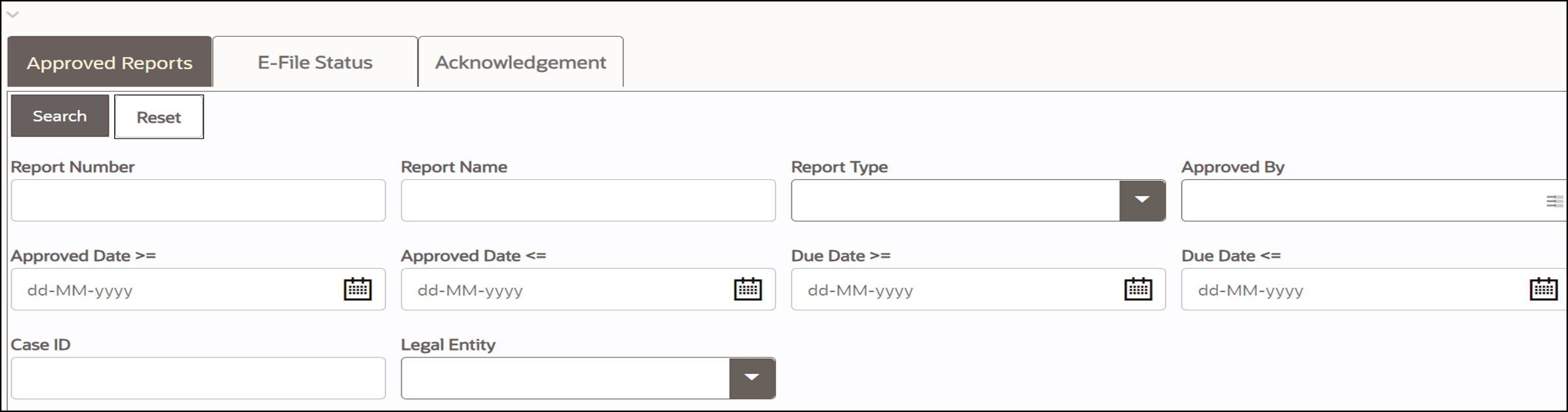 Approved Reports Search Approved Reports Search