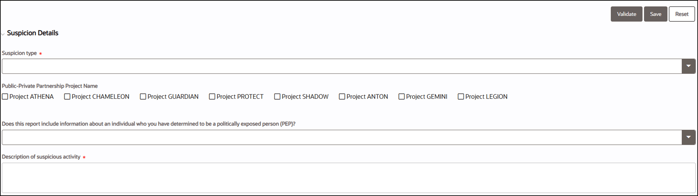 Suspicion Details Suspicion Details