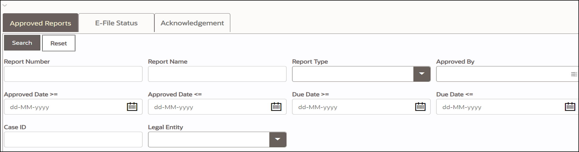 Approved Reports Search