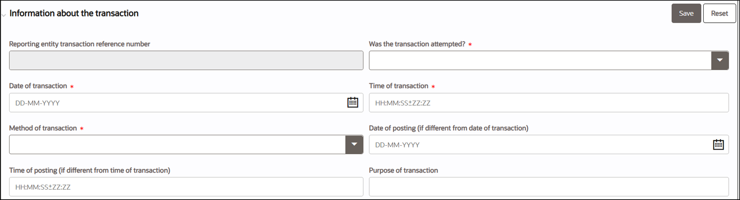 Information about the transaction