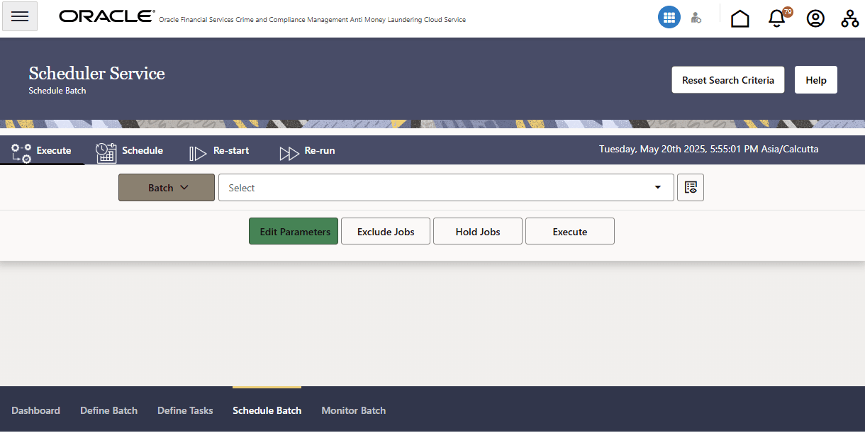 The Scheduler Batch Tab