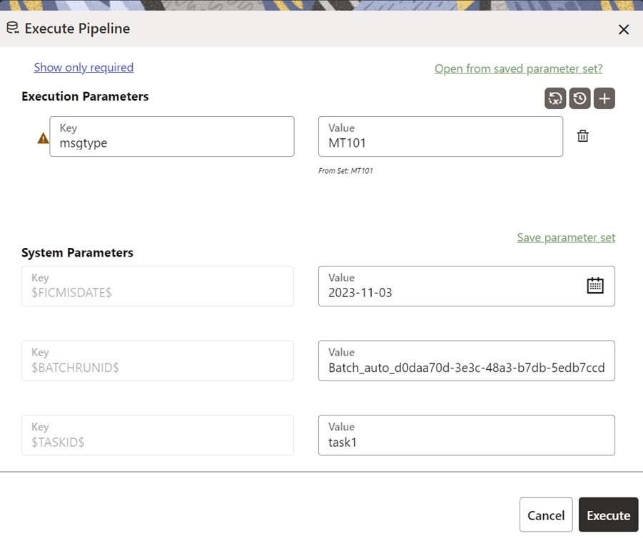 Execute Pipeline Window