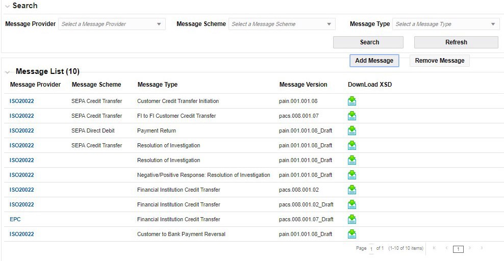 Configuration Window - ISO20022