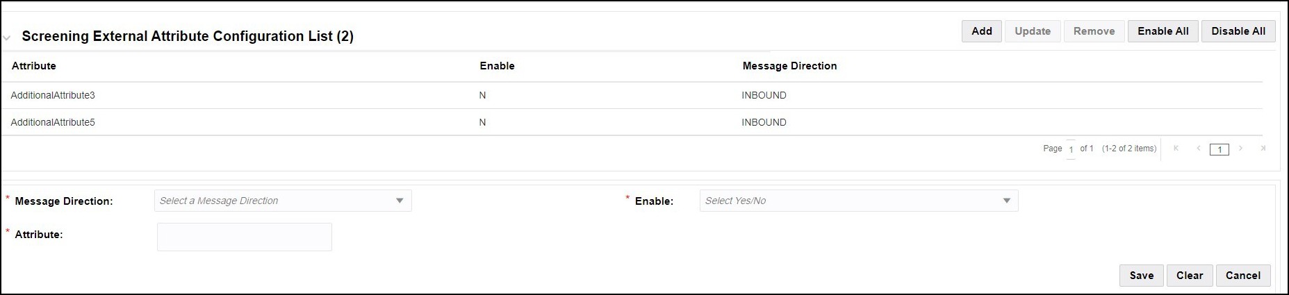 Add an External Attribute configuration