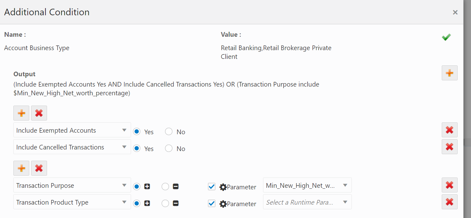 This image shows the Additional Condition window with multiple conditions