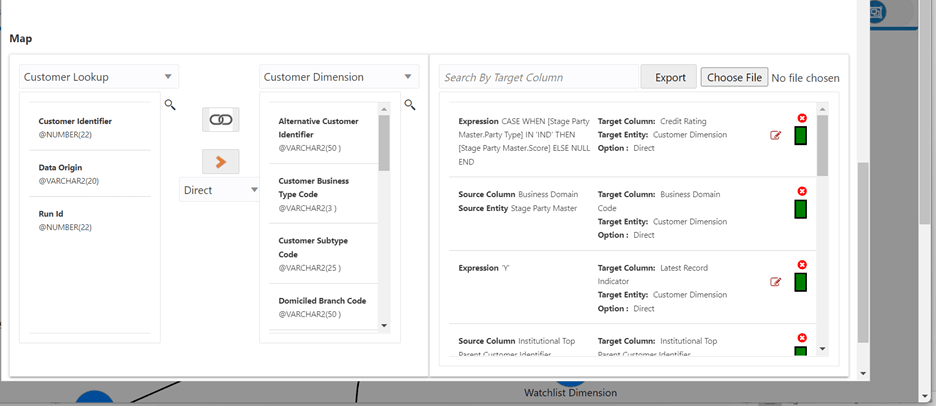 The Map panel displays fields associated with the dataset and their details