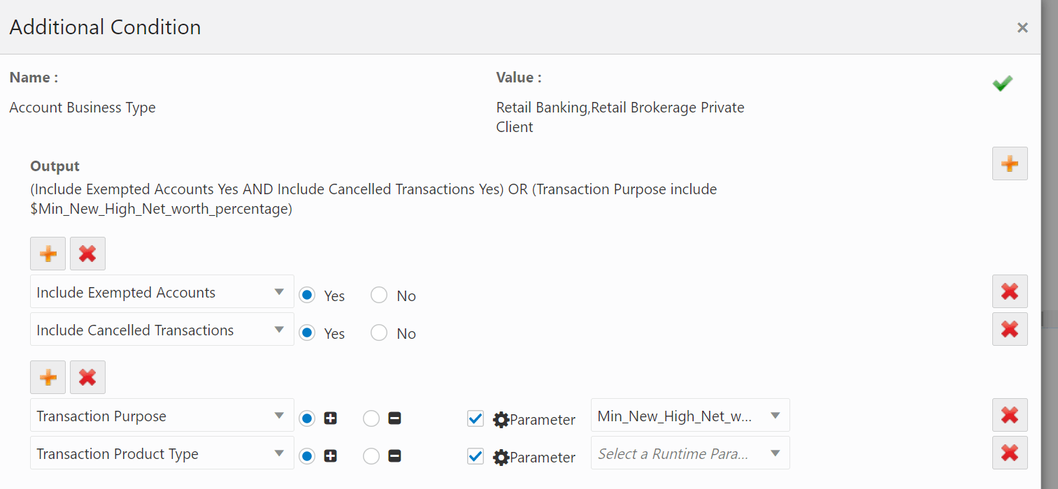 This image shows the Additional Condition window with multiple conditions This image shows the Additional Condition window with multiple conditions