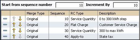 The figure indicates that the rate components are automatically renumbered when you save the data in the Rate Version Merge screen.