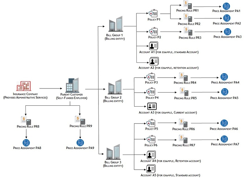 The figure indicates the different entities involved in the self-funded health insurance business.