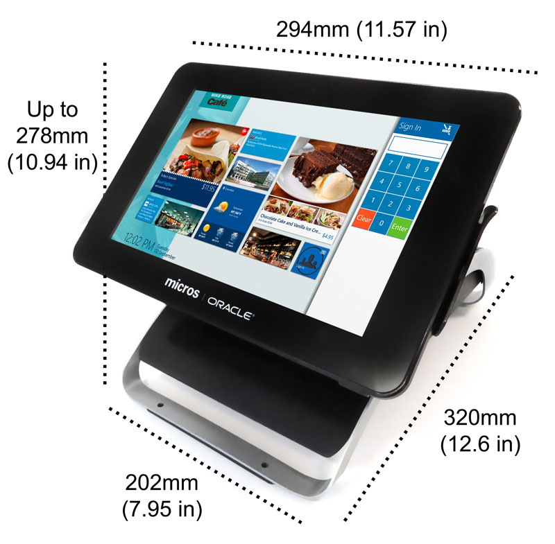 This image shows the dimensions of the Compact Workstation 310 with Flexible Stand.