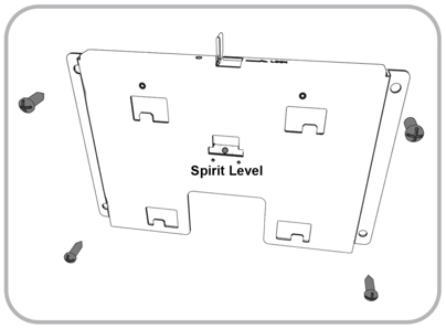 This figure shows how to secure the metal wall mount bracket to the wall.