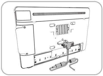 This figure shows how to insert the power connector to the back of the workstation.