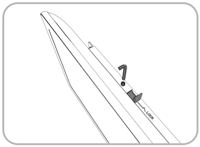 This figure shows how to slide the locking level and tighten the screw.