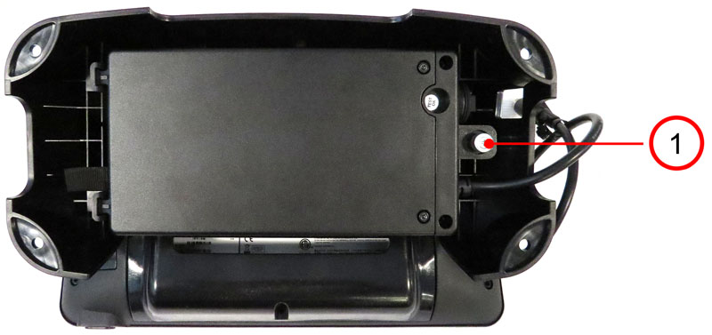 This image shows the enclosure mounted on the bottom of the Basic Stand.