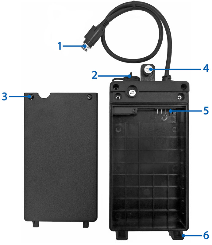 This image shows the basic features of the Enclosure for Battery.