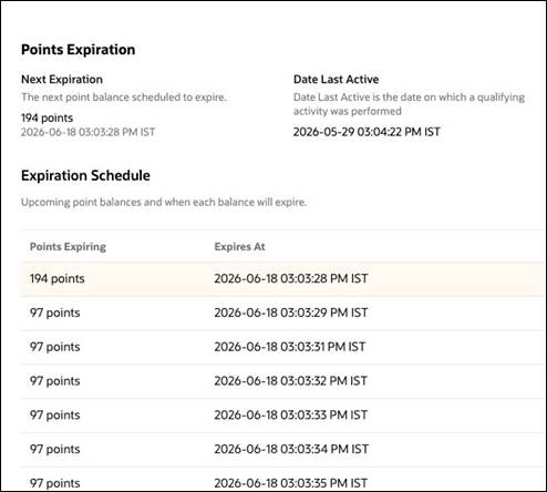 Member Care Points Expiration screen. Member Care Points Expiration screen.
