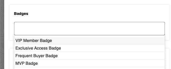 Image shows the badge search screen.