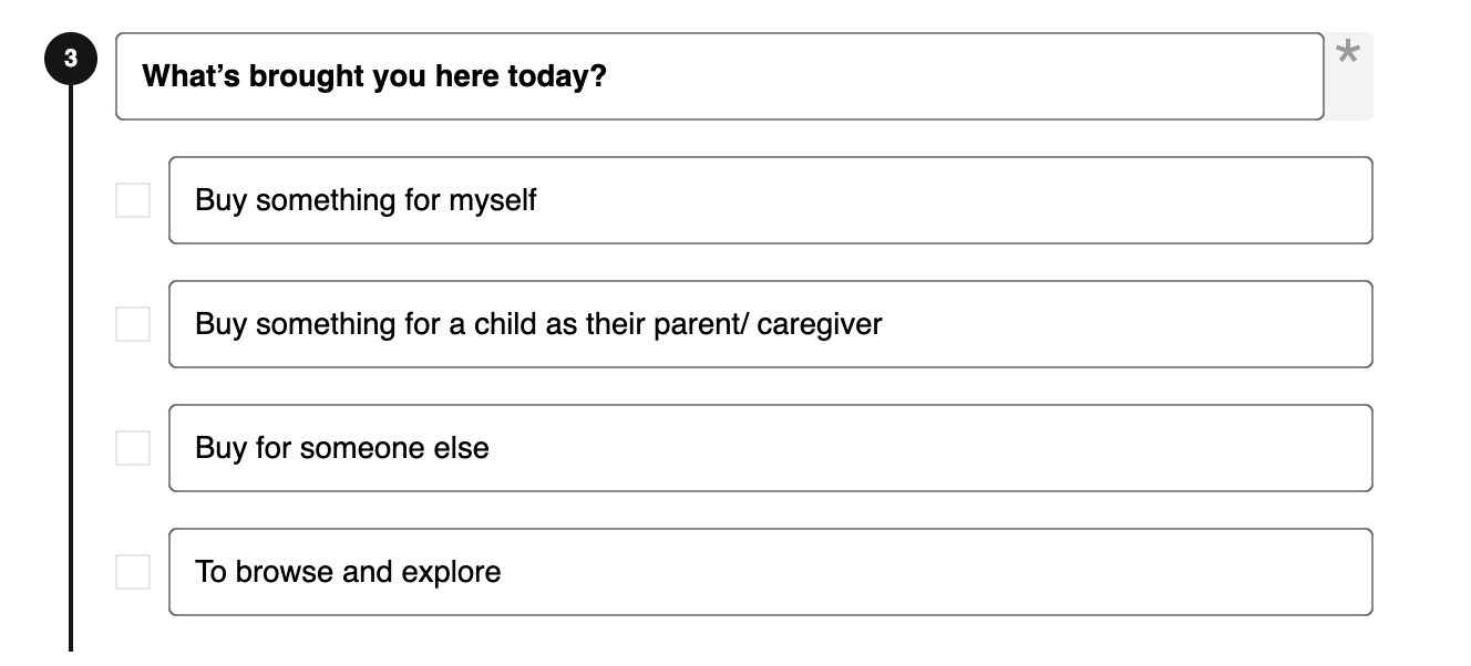 This image displays a sample survey question with four options to choose from. The sample survey question has a typo, indicating the need for modification.