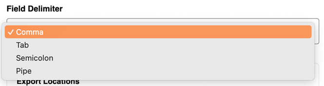 This image shows the field delimiter options.