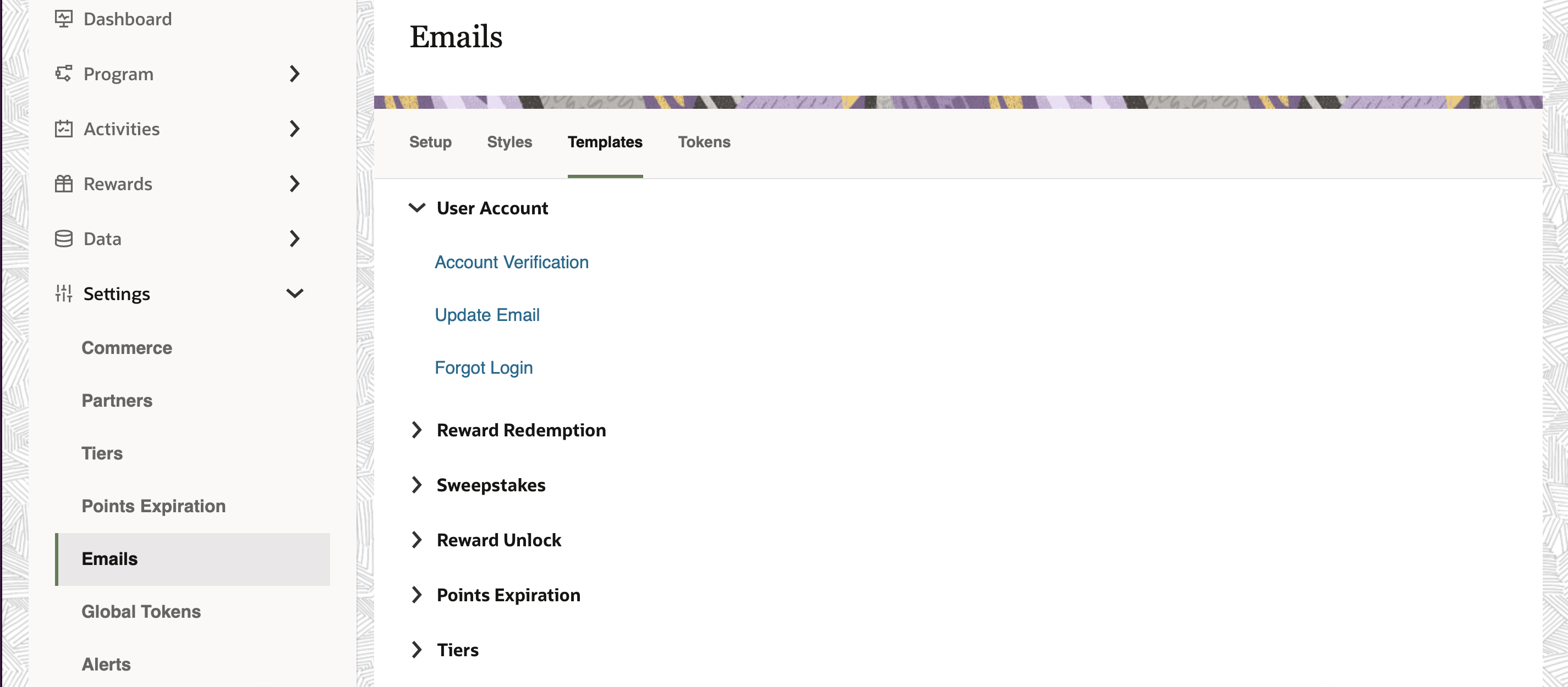 email template window