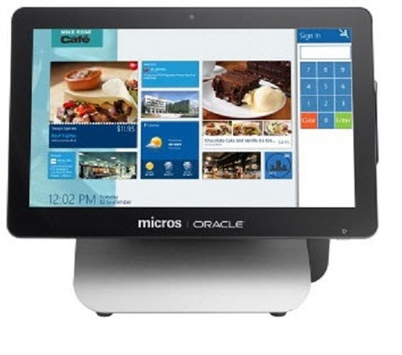 This figure shows a MICROS Workstation 6 Series workstation on an Adjustable Stand.