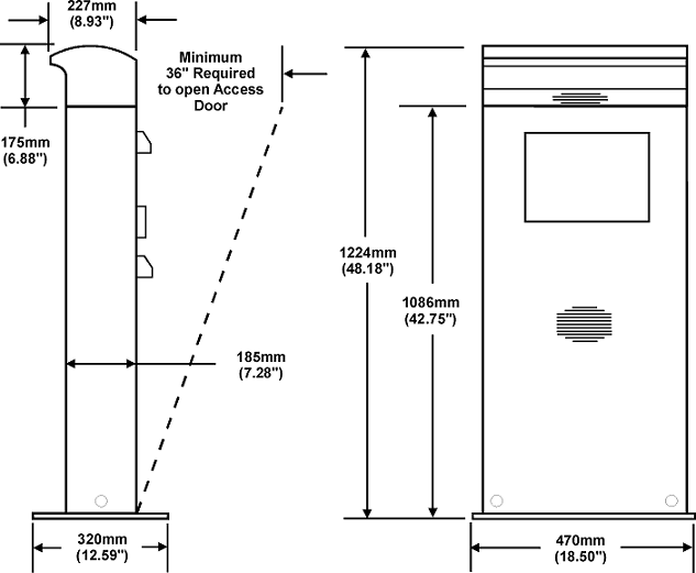 This figure shows the Order Confirmation System Remote Display Pedestal - Basic. This figure shows the Order Confirmation System Remote Display Pedestal - Basic.