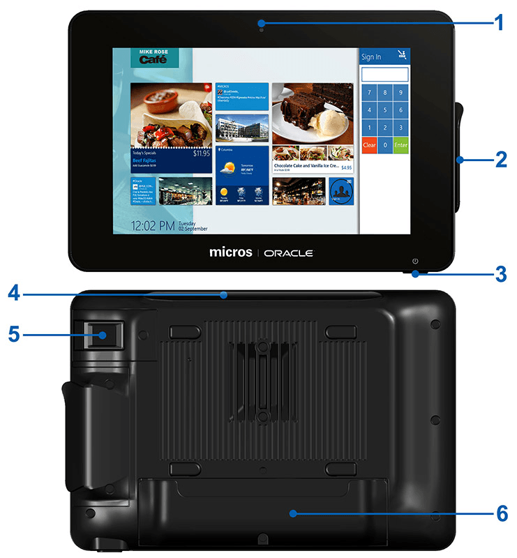 This image shows the Oracle MICROS Compact Workstation 310 features.