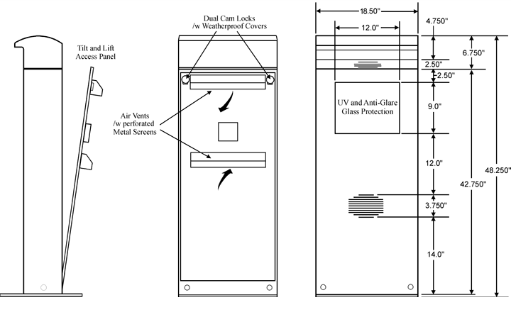 This figure shows the Order Confirmation System Remote Display Pedestal - Detail 2. This figure shows the Order Confirmation System Remote Display Pedestal - Detail 2.