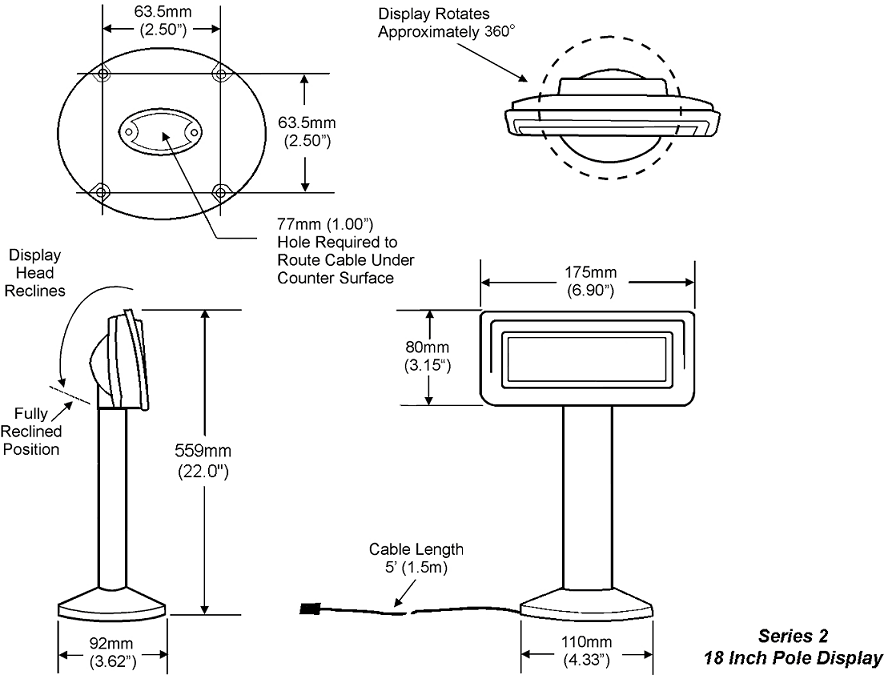 This figure shows the Series 2 Pole Customer Display.