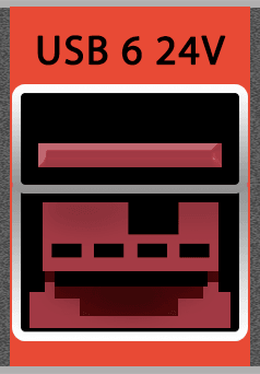 This image shows the powered USB (24V) port.