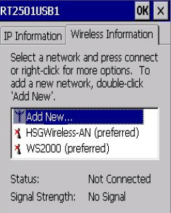 This figure shows the Wireless Configuration dialog box that appears when adding a new wireless network for the KW270. This figure shows the Wireless Configuration dialog box that appears when adding a new wireless network for the KW270.