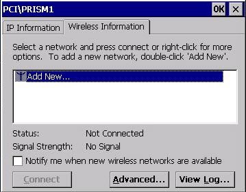 This figure shows the Wireless Configuration dialog box that appears when adding a new wireless network for the WS4 LX. This figure shows the Wireless Configuration dialog box that appears when adding a new wireless network for the WS4 LX.