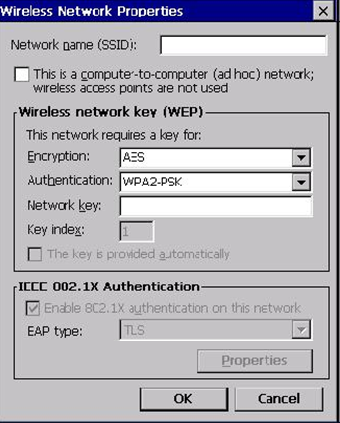 This figure shows the Wireless Network Properties for the Wireless WS4 LX. This figure shows the Wireless Network Properties for the Wireless WS4 LX.