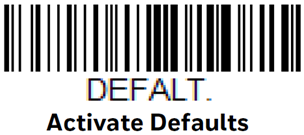 This figure shows the Activate Defaults Barcode. This figure shows the Activate Defaults Barcode.