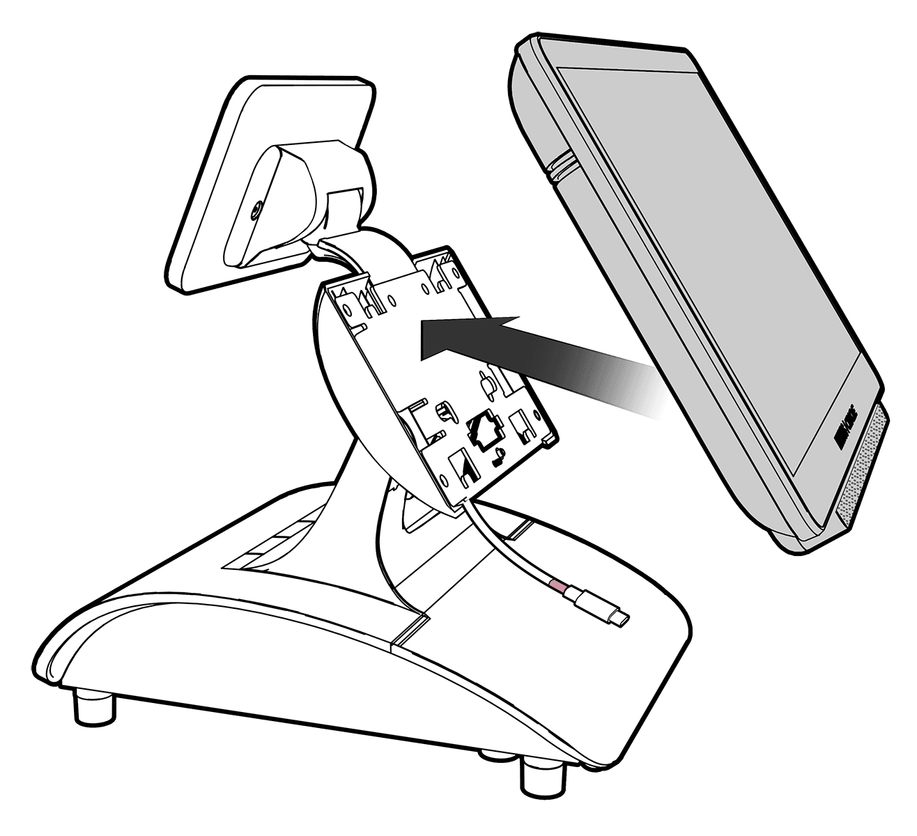 This image shows installation of a Workstation 6x5 on the stand.